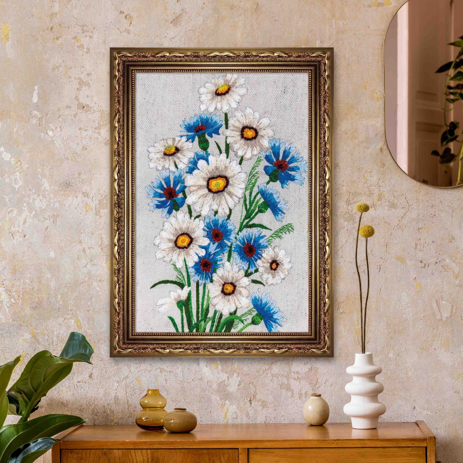 Quadro Decorativo Flores Margaridas Vintage Farmhouse