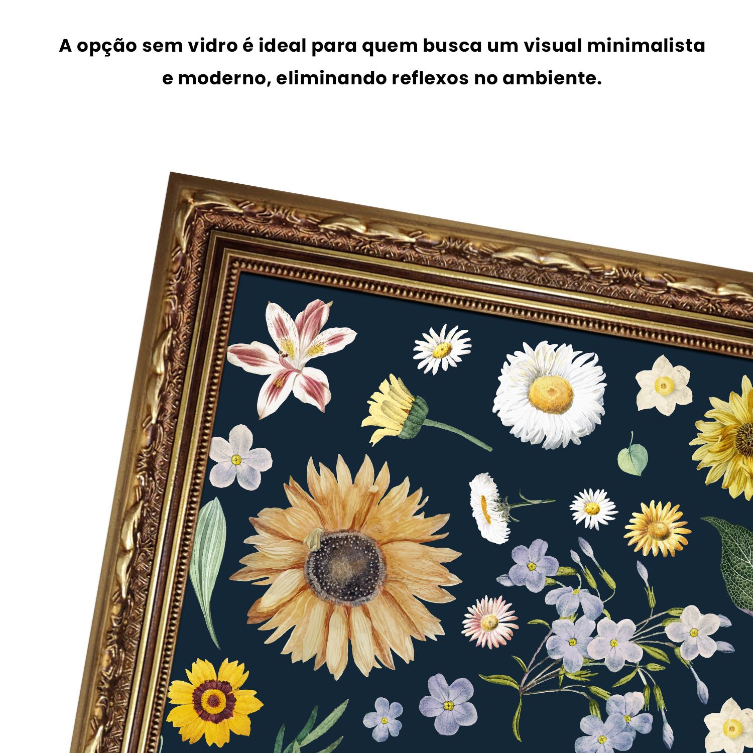Quadro Decorativo Flores Silvestres Estilo Modern Heritage