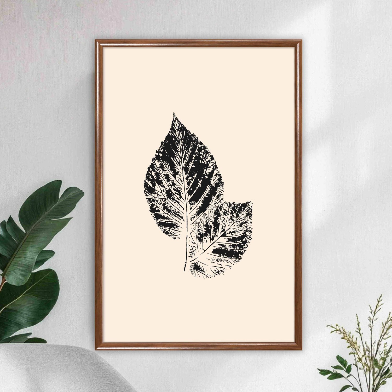 Quadro Decorativo Folha Abstrata Minimalista Estilo Japandi