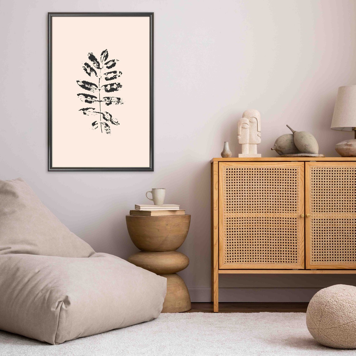 Quadro Decorativo Folhas Abstratas Minimalistas Estilo Japandi
