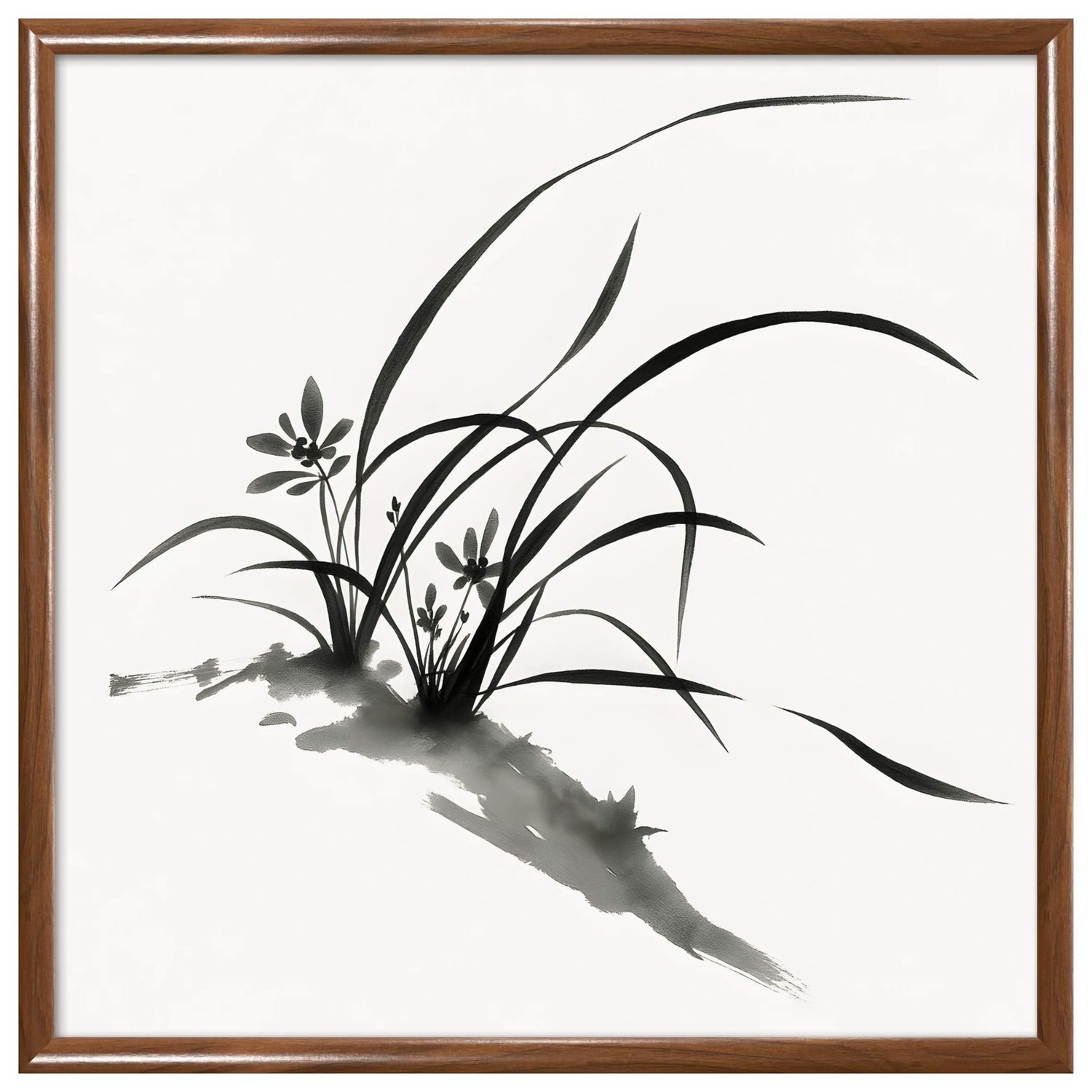 Quadro Decorativo Furan Arte de Flor Ornamental Orquídea do Samurai no Estilo Sumiê