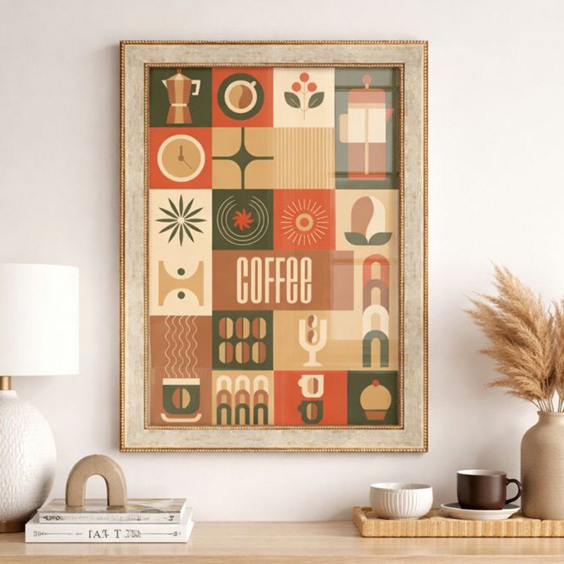 Quadro Decorativo Geométrico Coffee Culture Estilo Modern Heritage