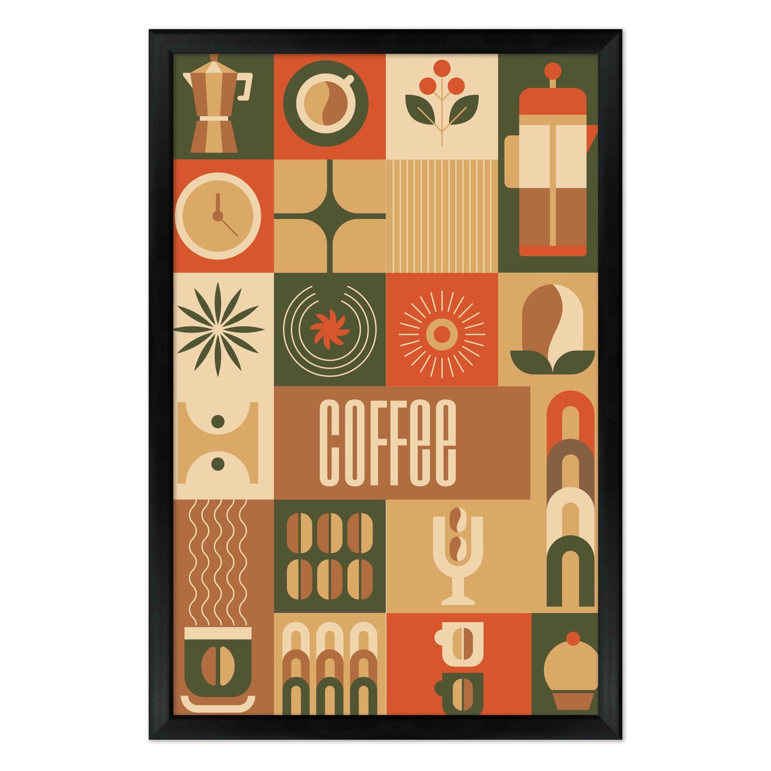Quadro Decorativo Geométrico Coffee Culture Estilo Modern Heritage