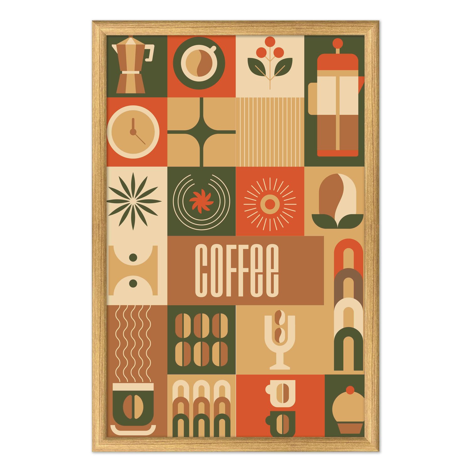 Quadro Decorativo Geométrico Coffee Culture Estilo Modern Heritage