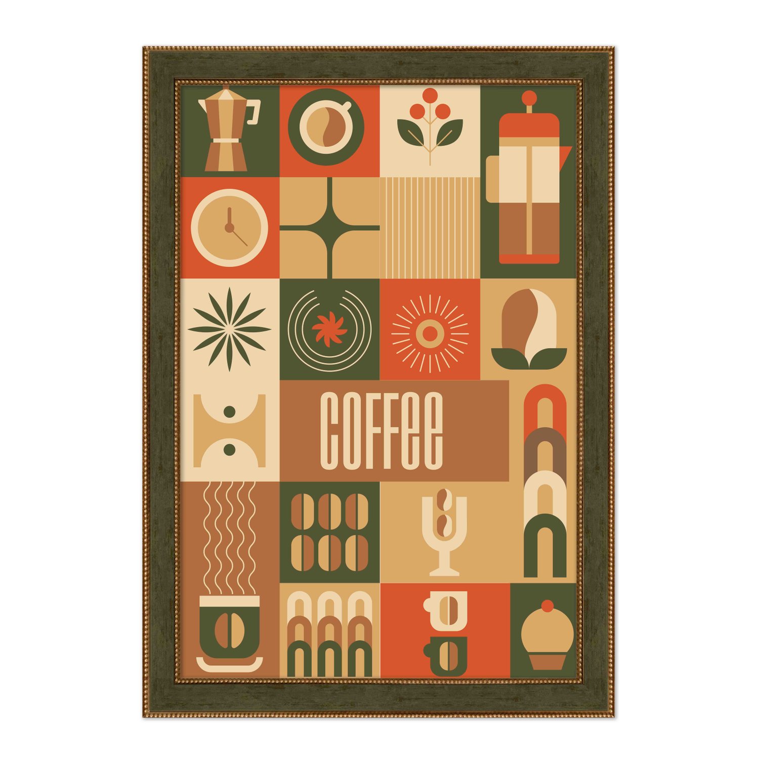 Quadro Decorativo Geométrico Coffee Culture Estilo Modern Heritage