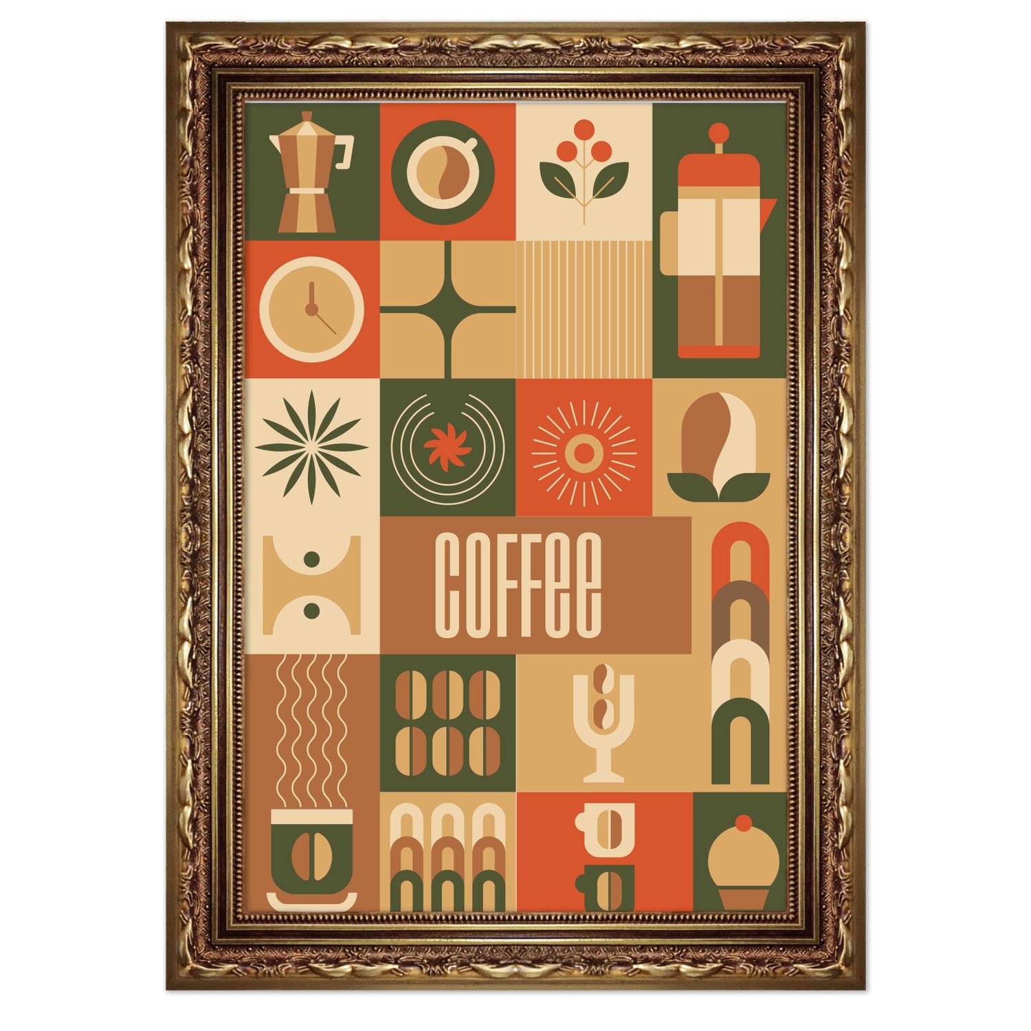 Quadro Decorativo Geométrico Coffee Culture Estilo Modern Heritage