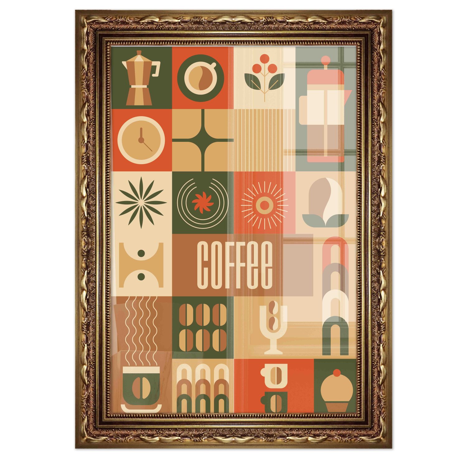 Quadro Decorativo Geométrico Coffee Culture Estilo Modern Heritage