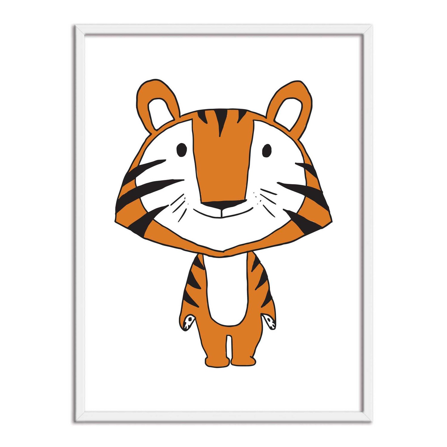 Quadro Decorativo Gravura Colorida de Tigre