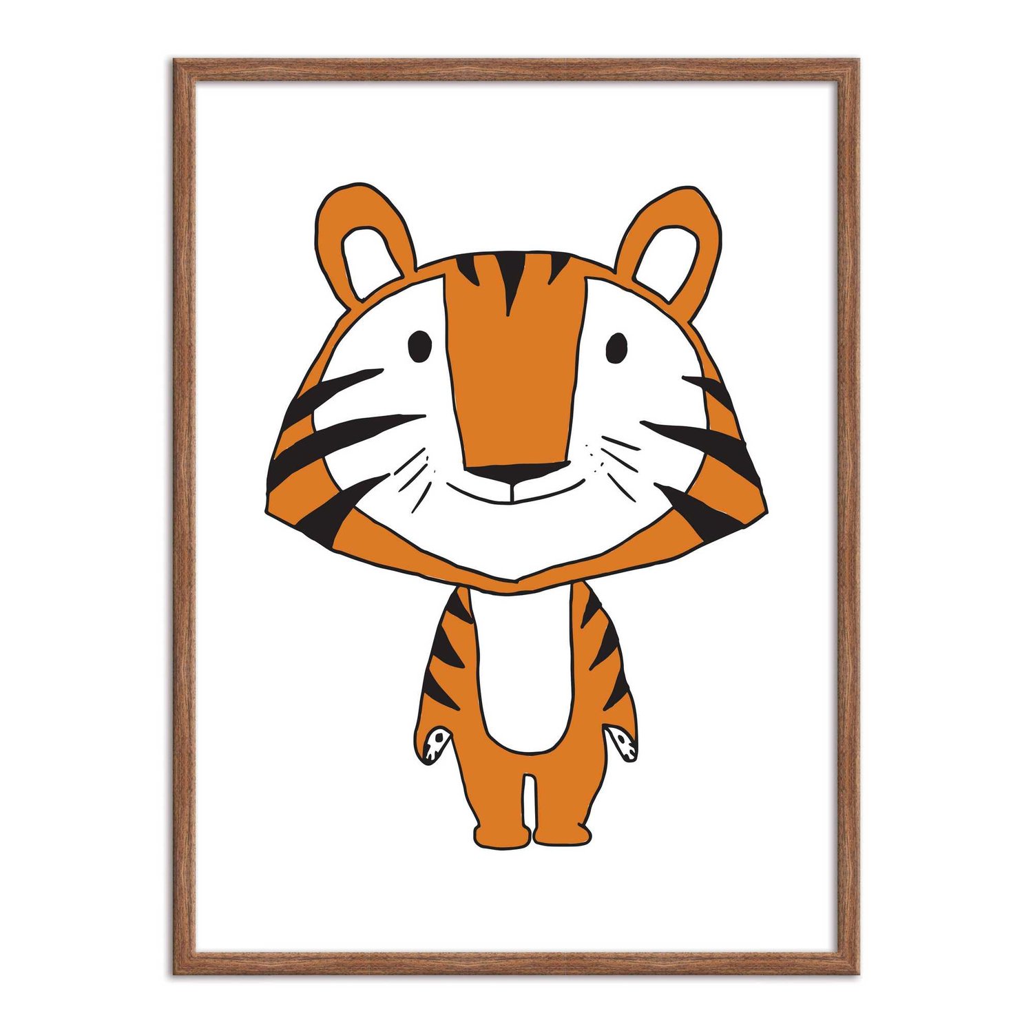 Quadro Decorativo Gravura Colorida de Tigre