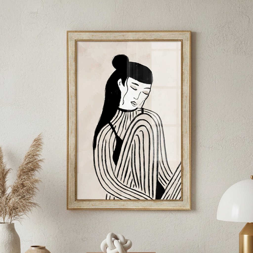Quadro Decorativo Ilustração Feminina Estilo Modern Heritage