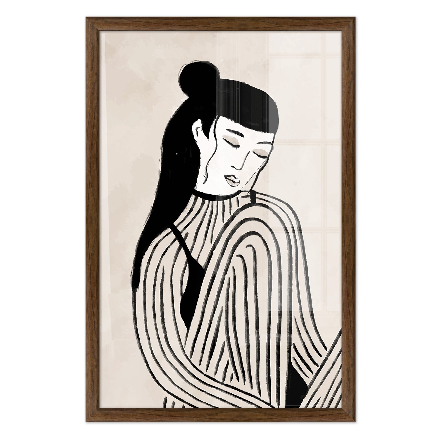 Quadro Decorativo Ilustração Feminina Estilo Modern Heritage