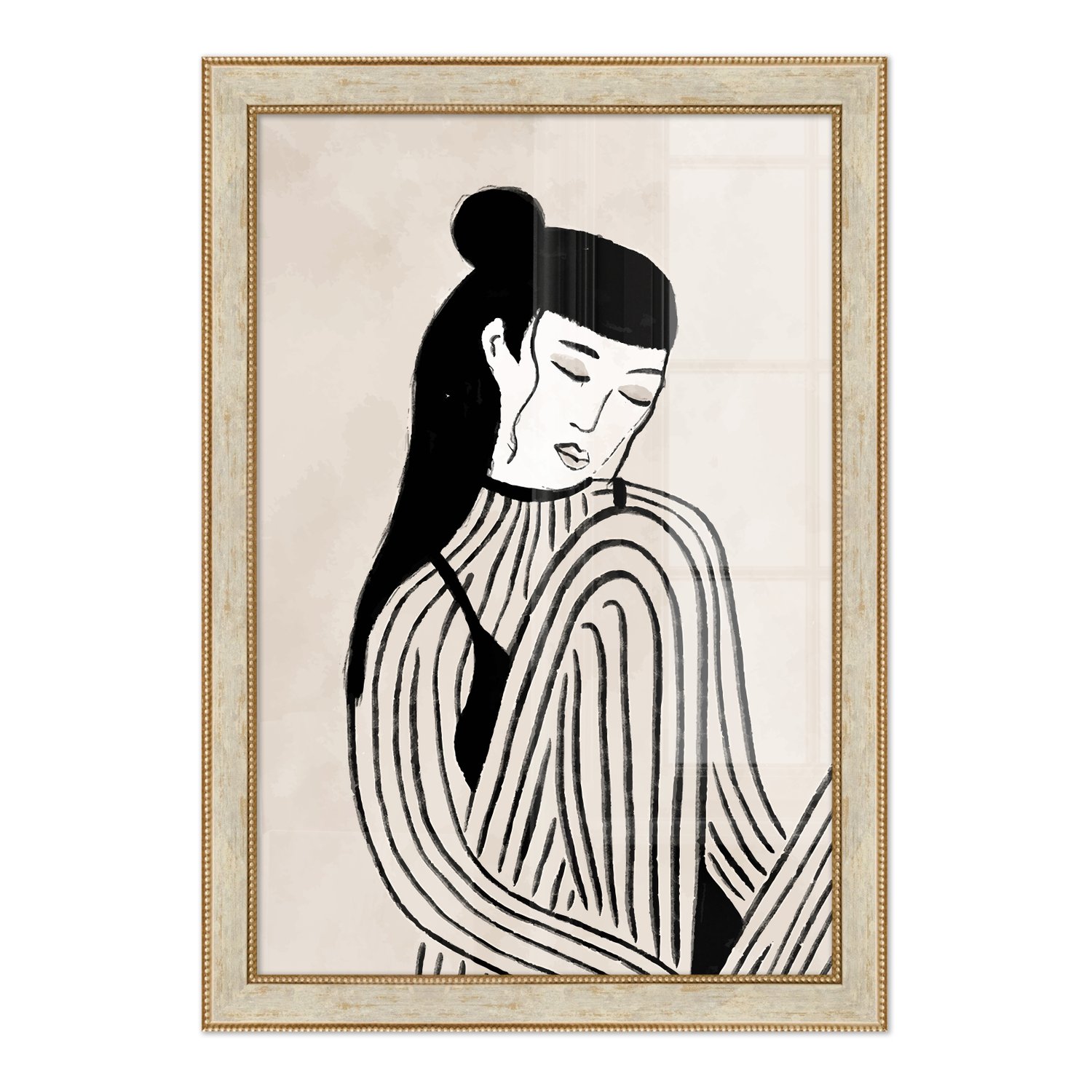 Quadro Decorativo Ilustração Feminina Estilo Modern Heritage