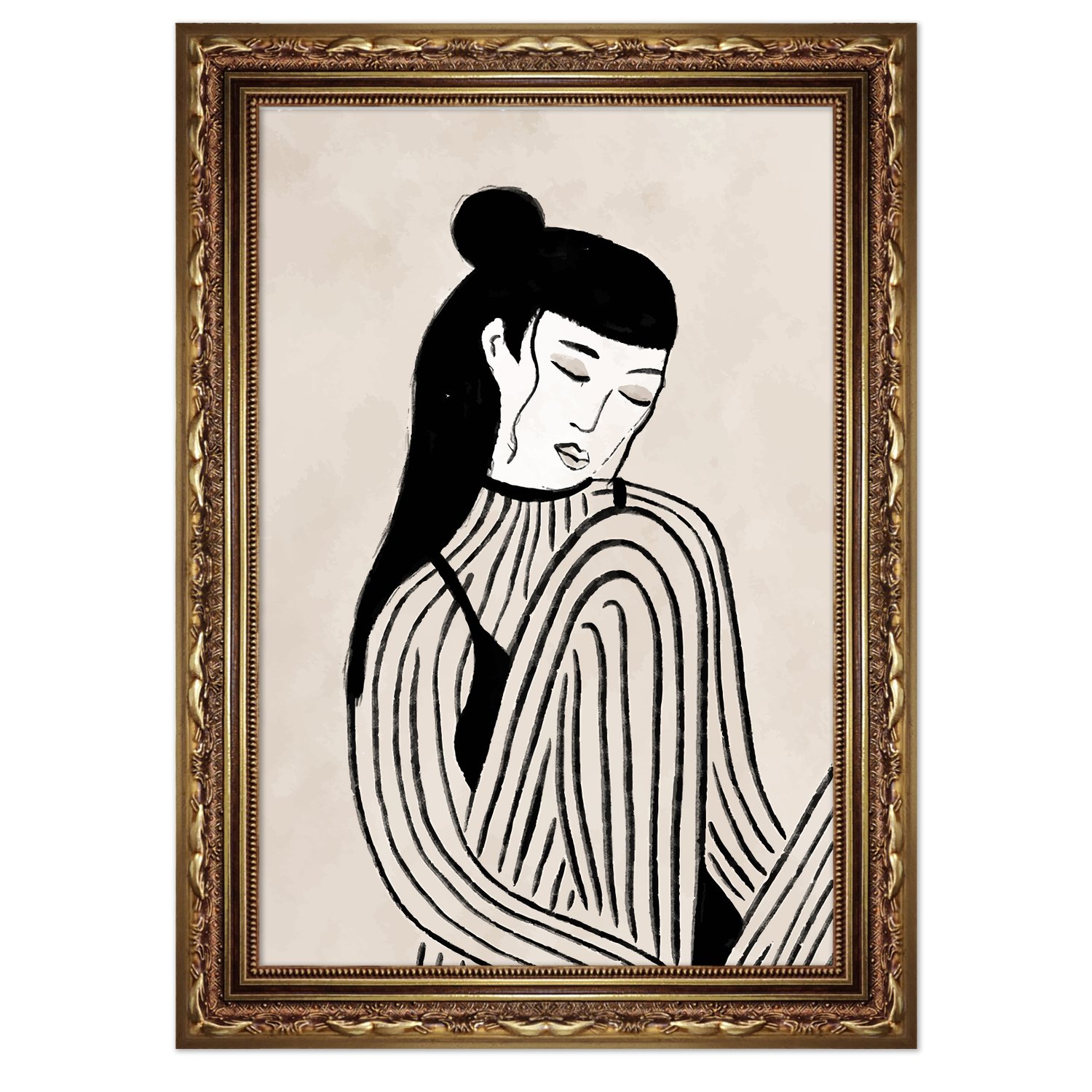 Quadro Decorativo Ilustração Feminina Estilo Modern Heritage