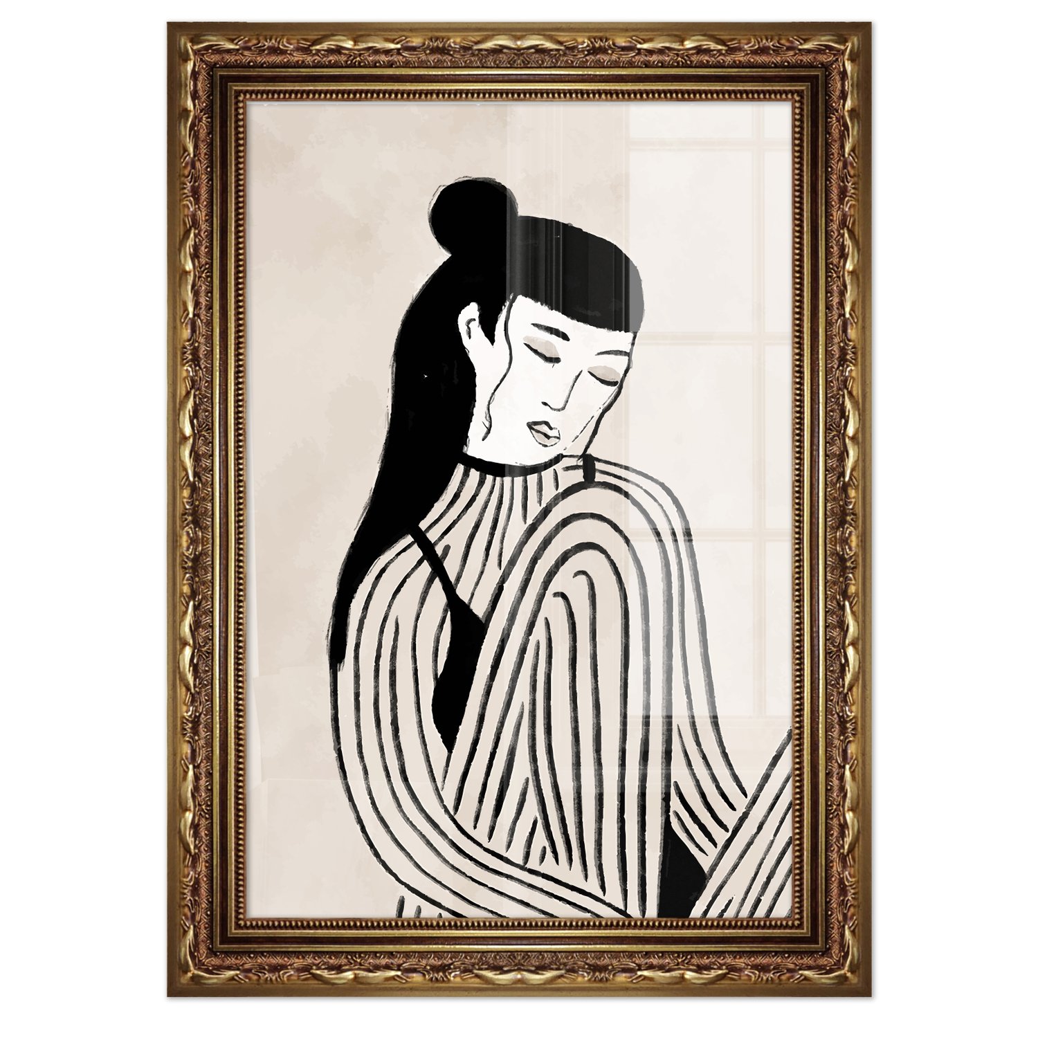 Quadro Decorativo Ilustração Feminina Estilo Modern Heritage