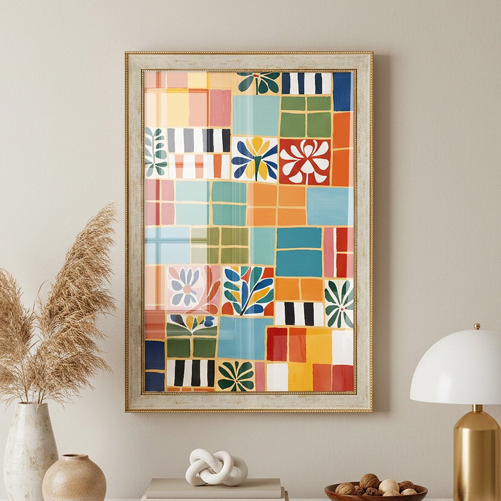 Quadro Decorativo Ladrilho Abstrato Estilo Modern Heritage