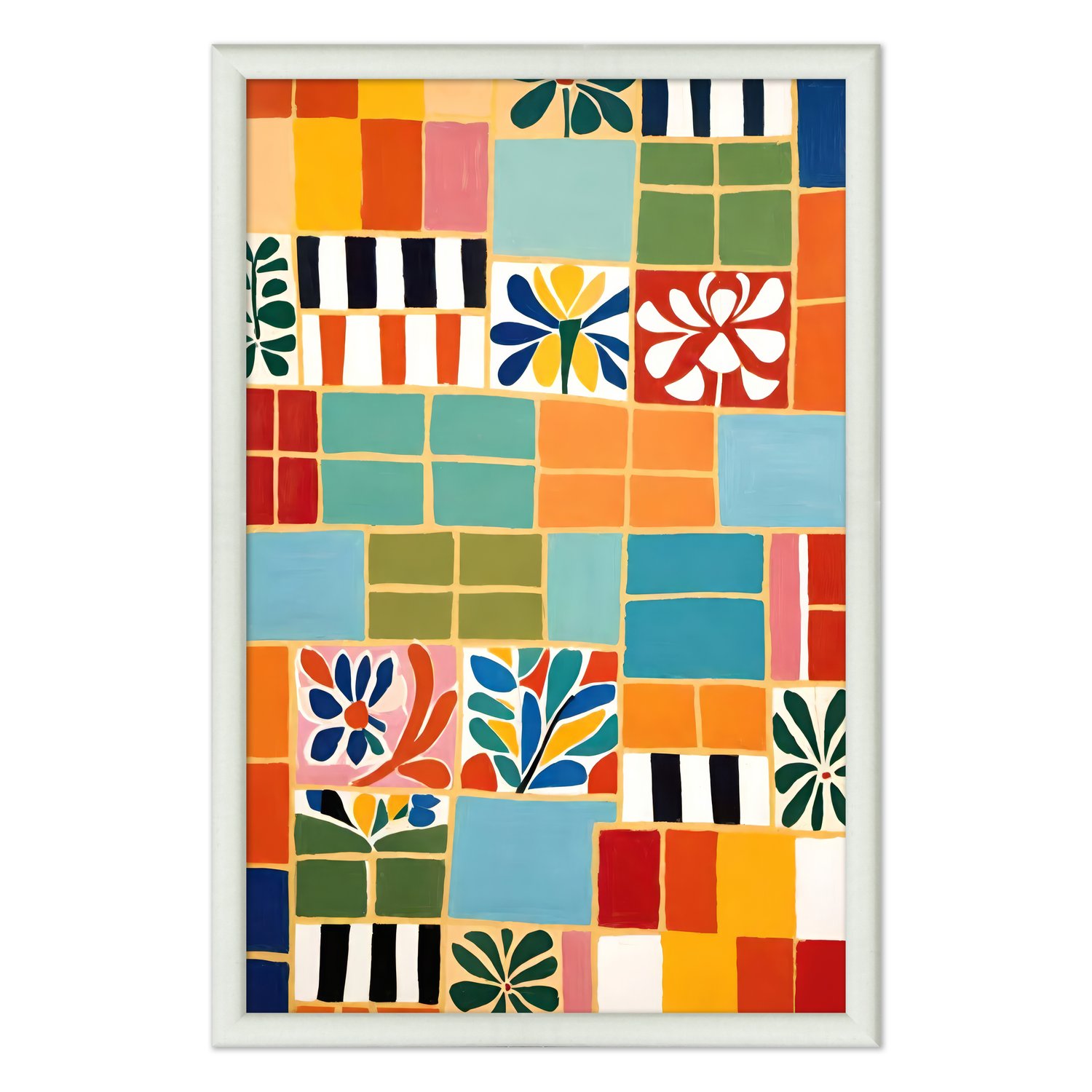 Quadro Decorativo Ladrilho Abstrato Estilo Modern Heritage