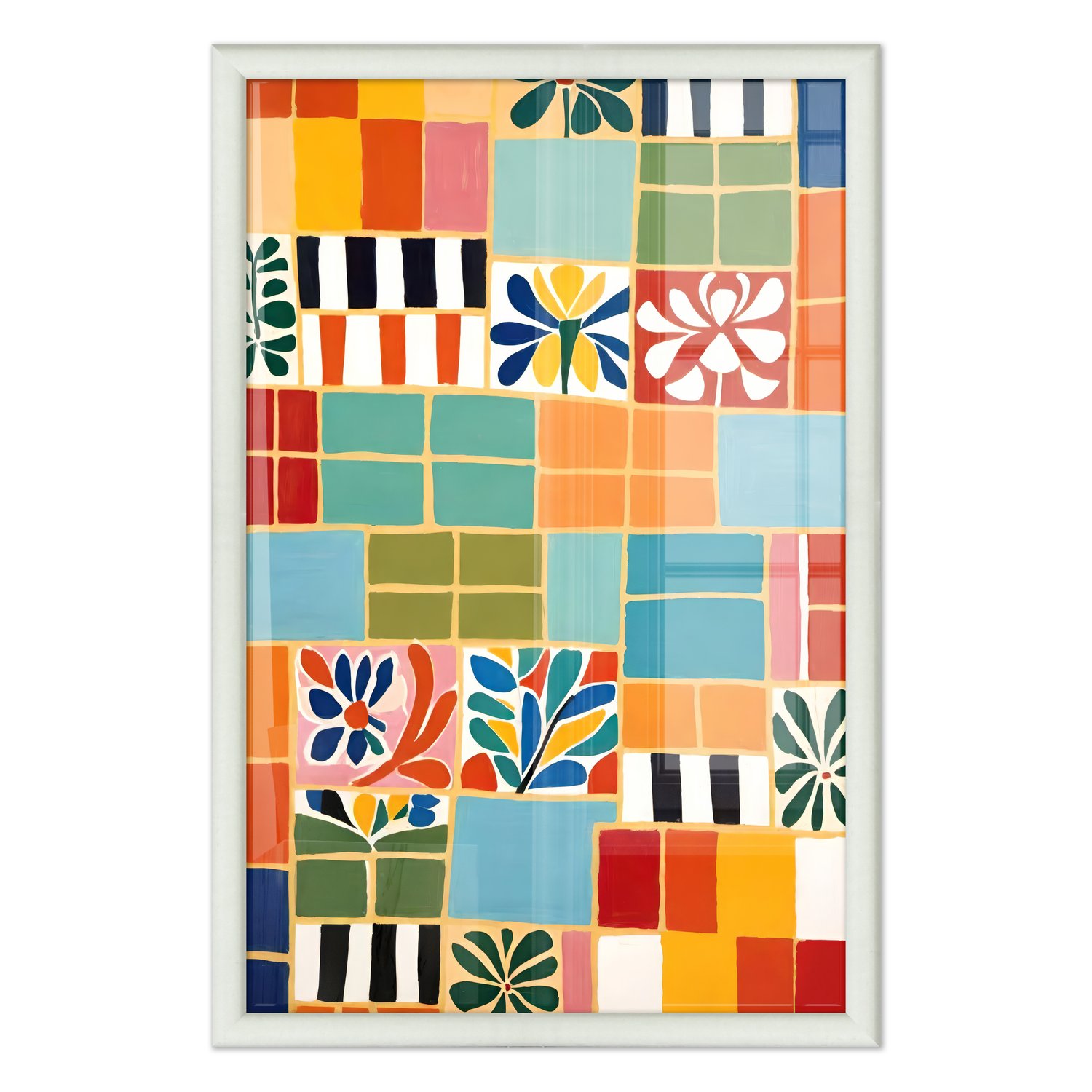 Quadro Decorativo Ladrilho Abstrato Estilo Modern Heritage