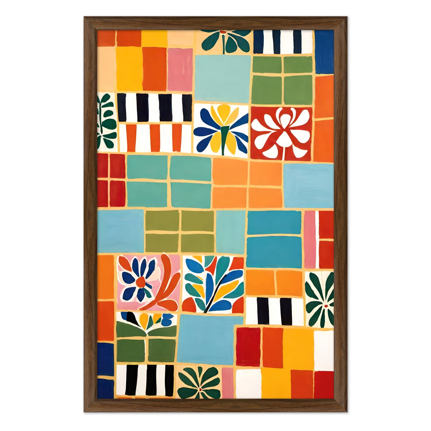 Quadro Decorativo Ladrilho Abstrato Estilo Modern Heritage