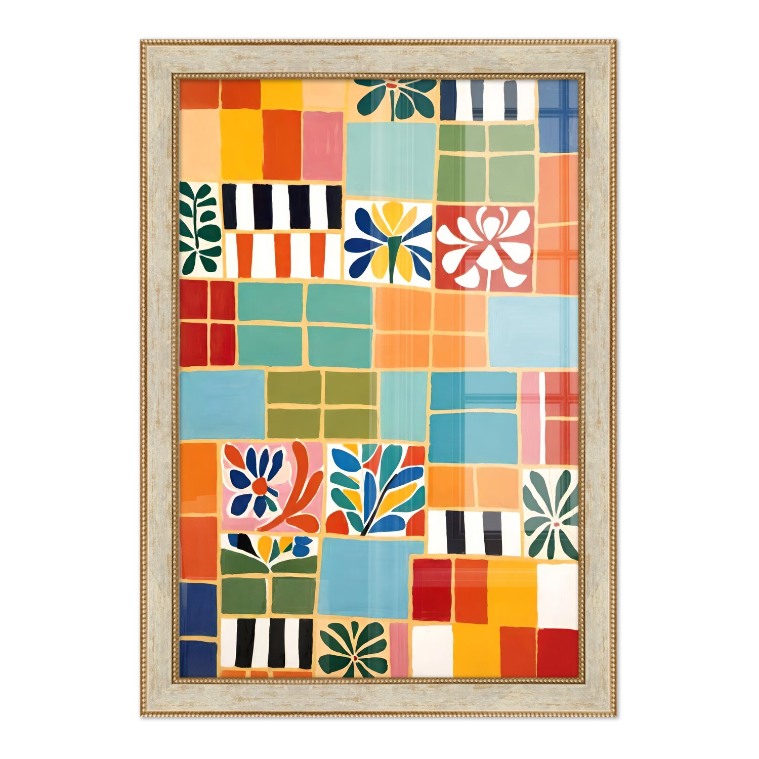 Quadro Decorativo Ladrilho Abstrato Estilo Modern Heritage