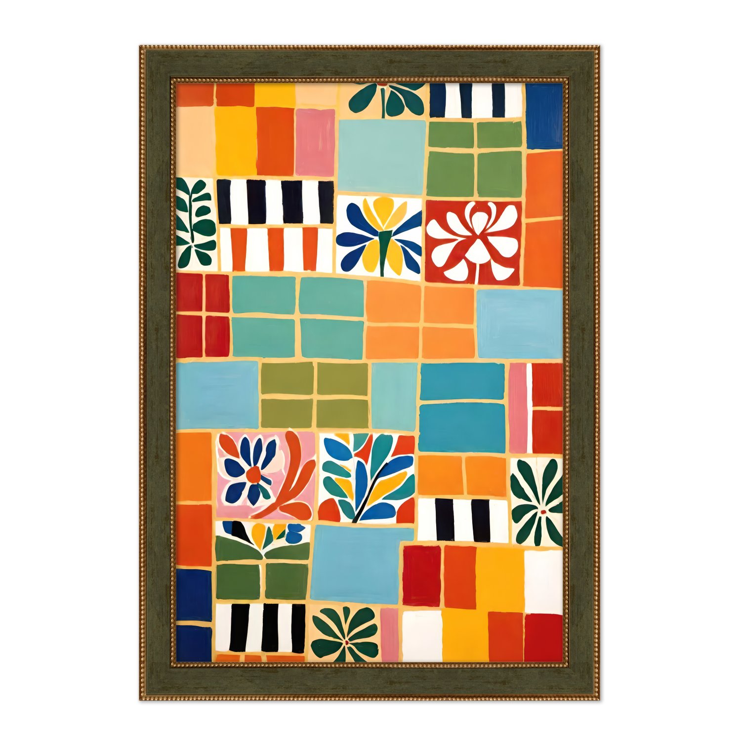 Quadro Decorativo Ladrilho Abstrato Estilo Modern Heritage