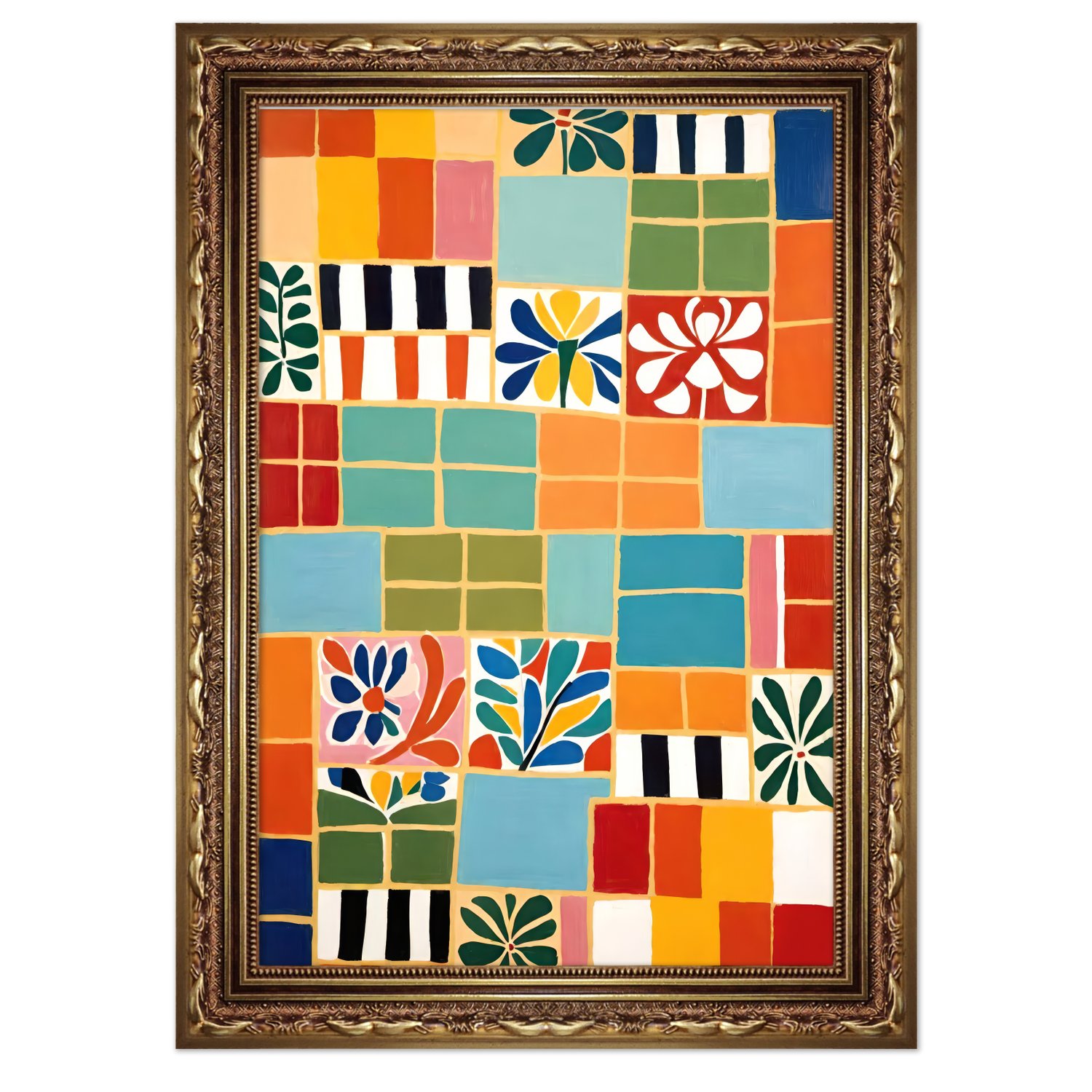 Quadro Decorativo Ladrilho Abstrato Estilo Modern Heritage