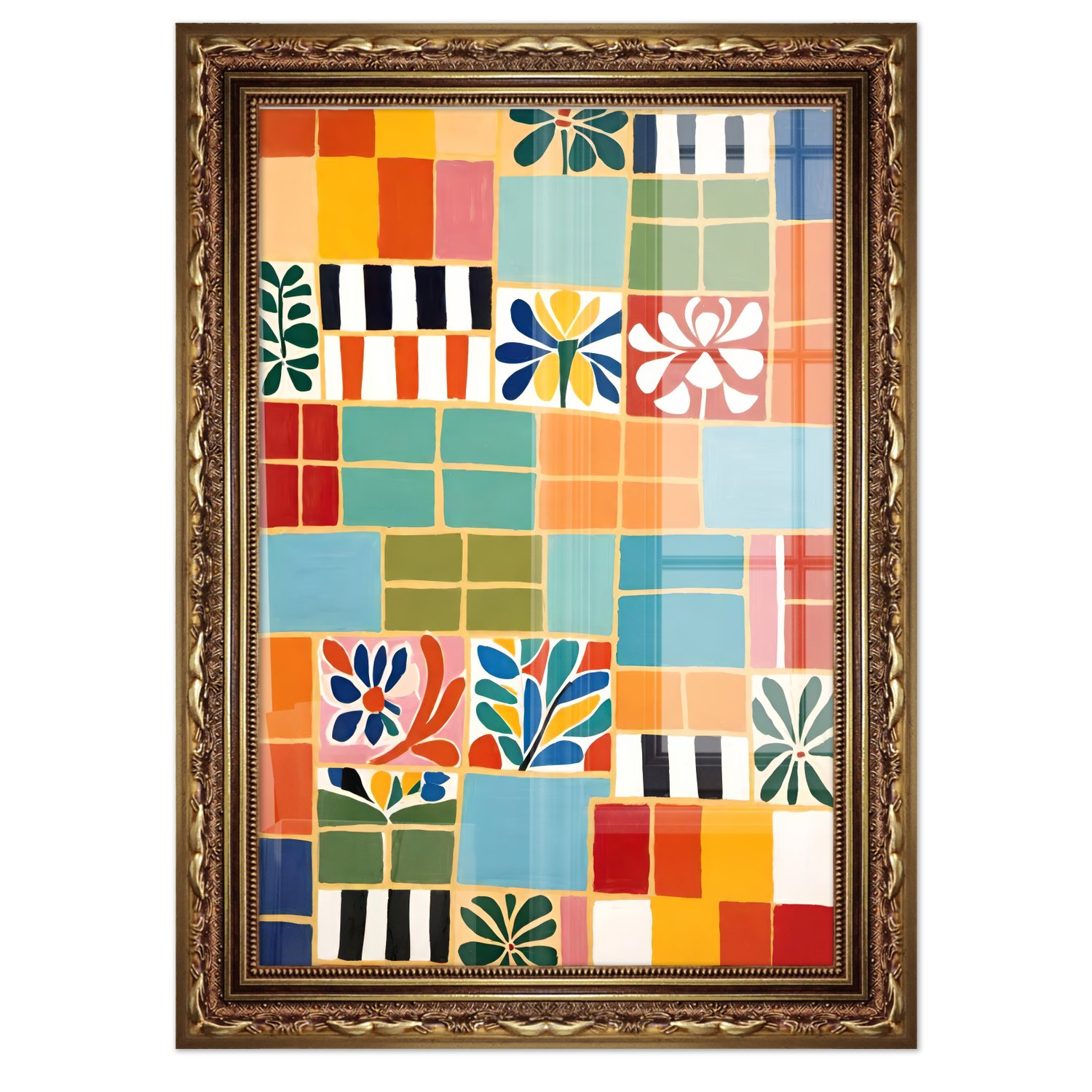 Quadro Decorativo Ladrilho Abstrato Estilo Modern Heritage