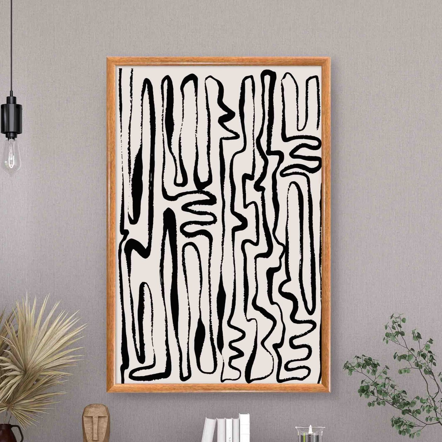 Quadro Decorativo Padrão Abstrato Minimalista Estilo Japandi