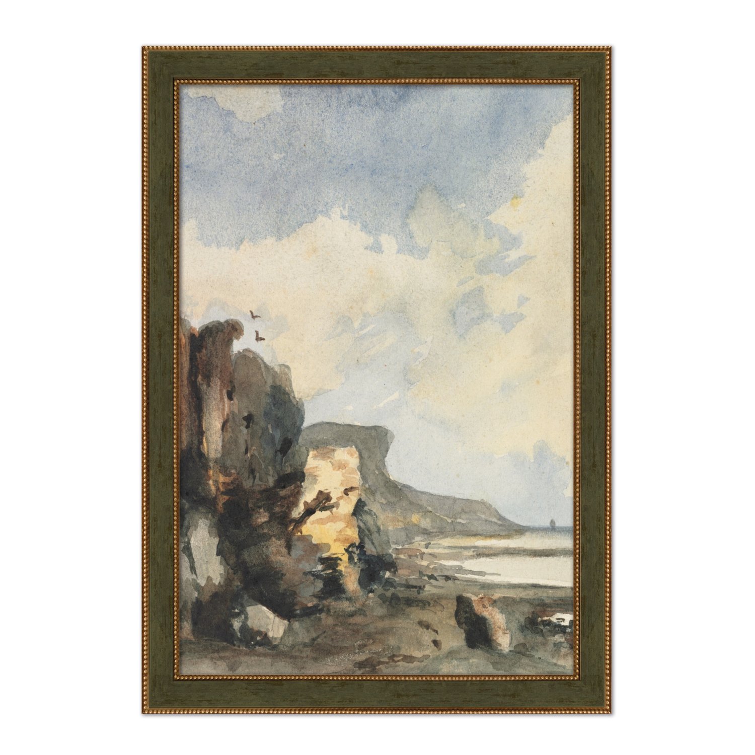 Quadro Decorativo Paisagem Abstrata Praia Rochosa Vintage