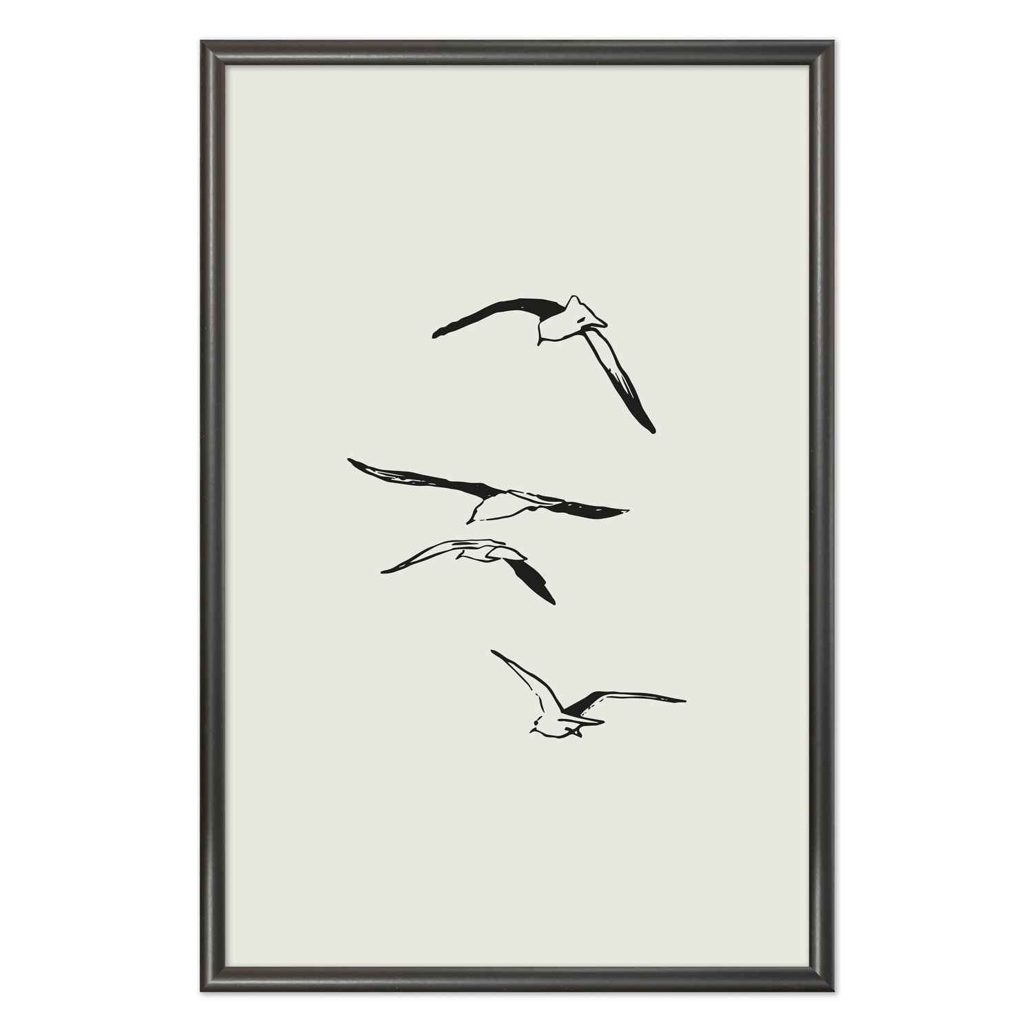 Quadro Decorativo Pássaros Voando Minimalista  Estilo Japandi