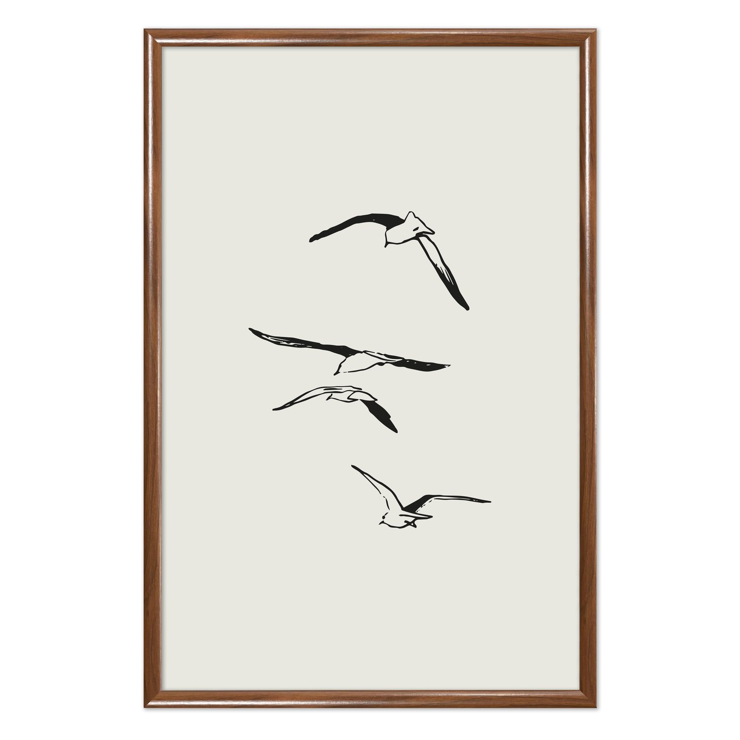 Quadro Decorativo Pássaros Voando Minimalista  Estilo Japandi