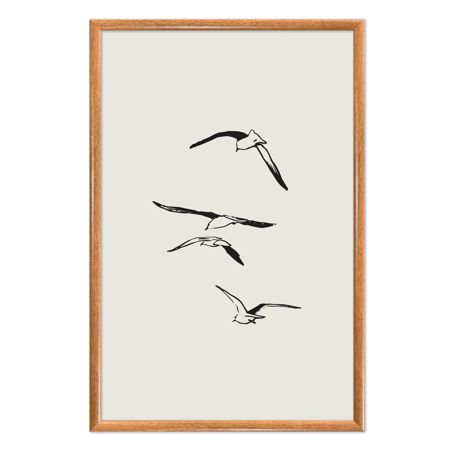 Quadro Decorativo Pássaros Voando Minimalista  Estilo Japandi