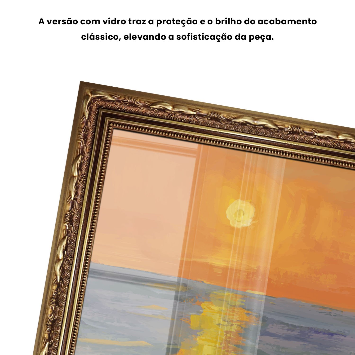 Quadro Decorativo Pintura Pôr do Sol no Mar Estilo Modern Heritage
