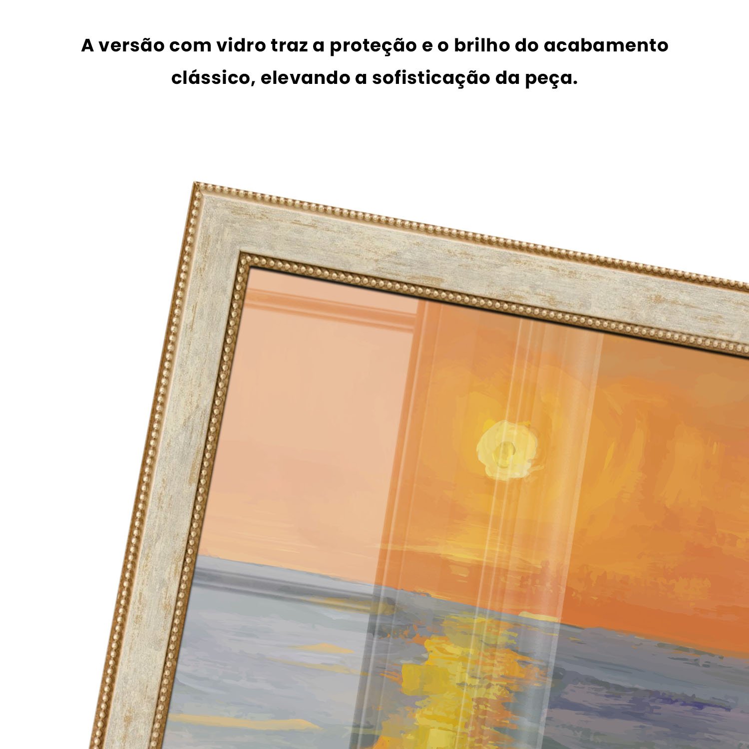 Quadro Decorativo Pintura Pôr do Sol no Mar Estilo Modern Heritage