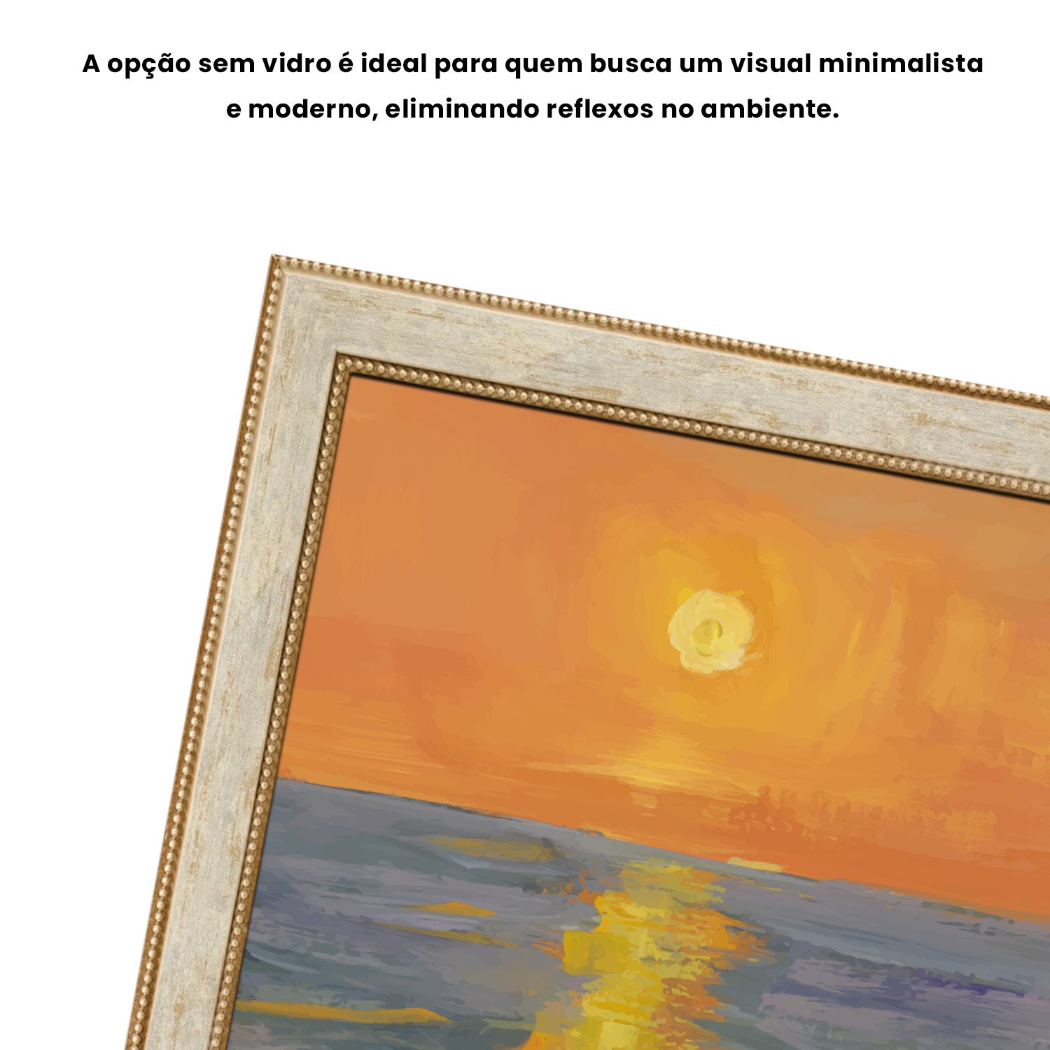 Quadro Decorativo Pintura Pôr do Sol no Mar Estilo Modern Heritage