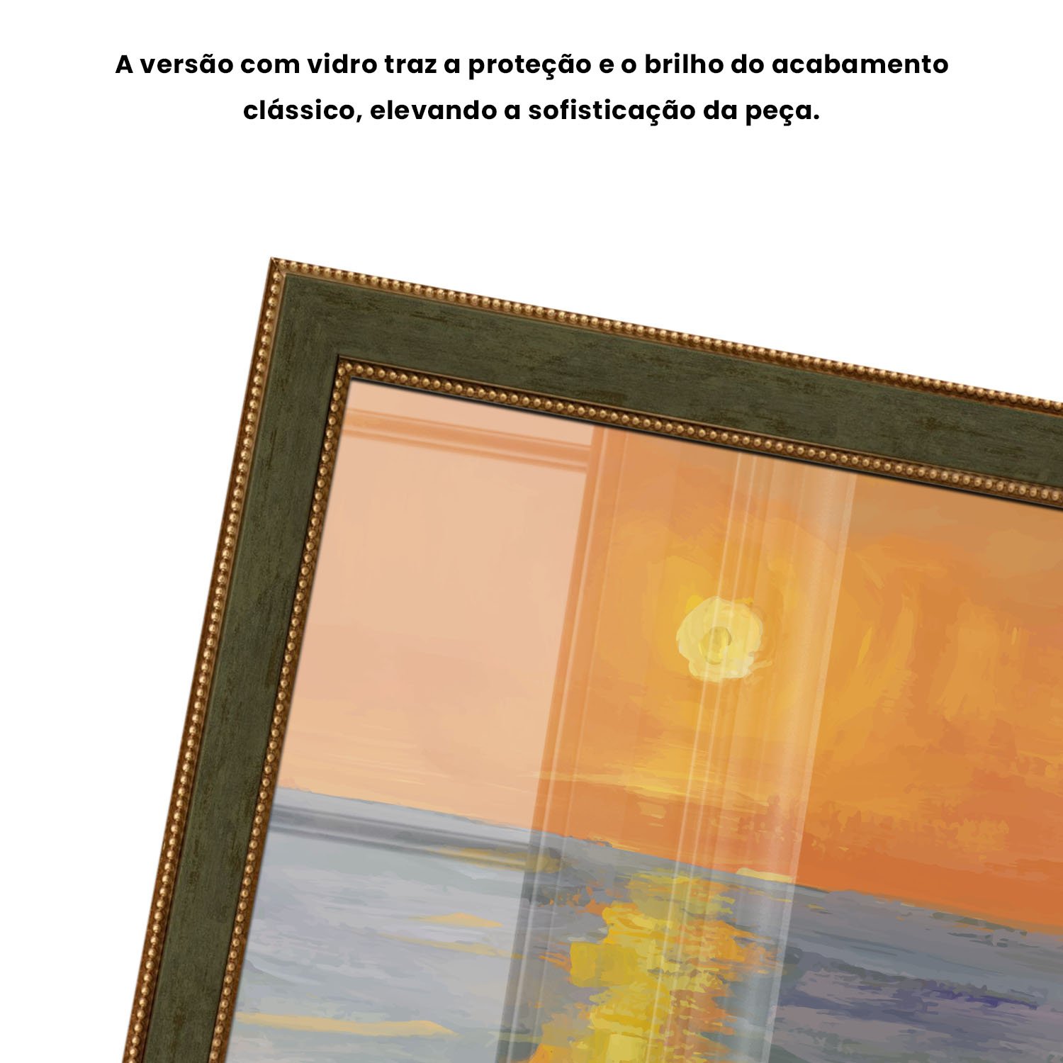 Quadro Decorativo Pintura Pôr do Sol no Mar Estilo Modern Heritage