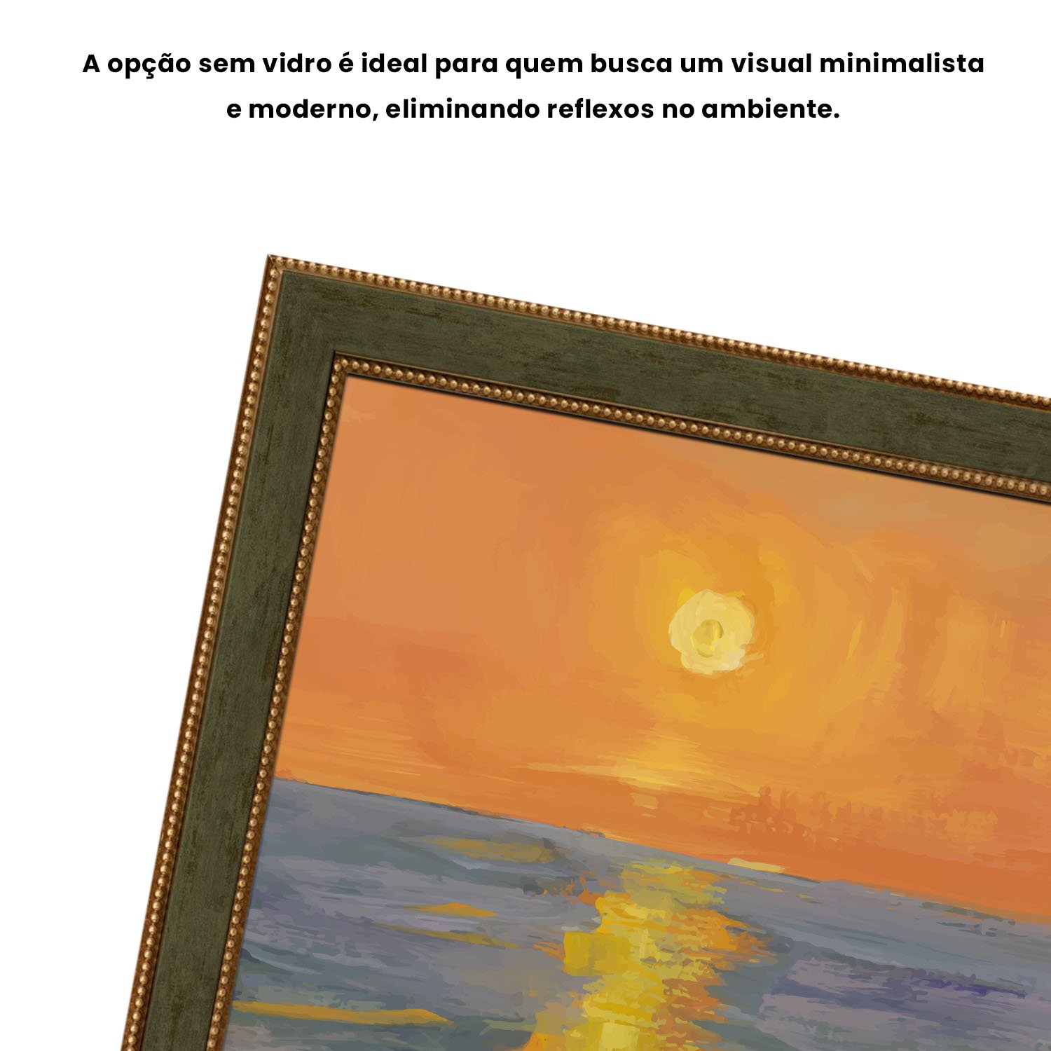 Quadro Decorativo Pintura Pôr do Sol no Mar Estilo Modern Heritage