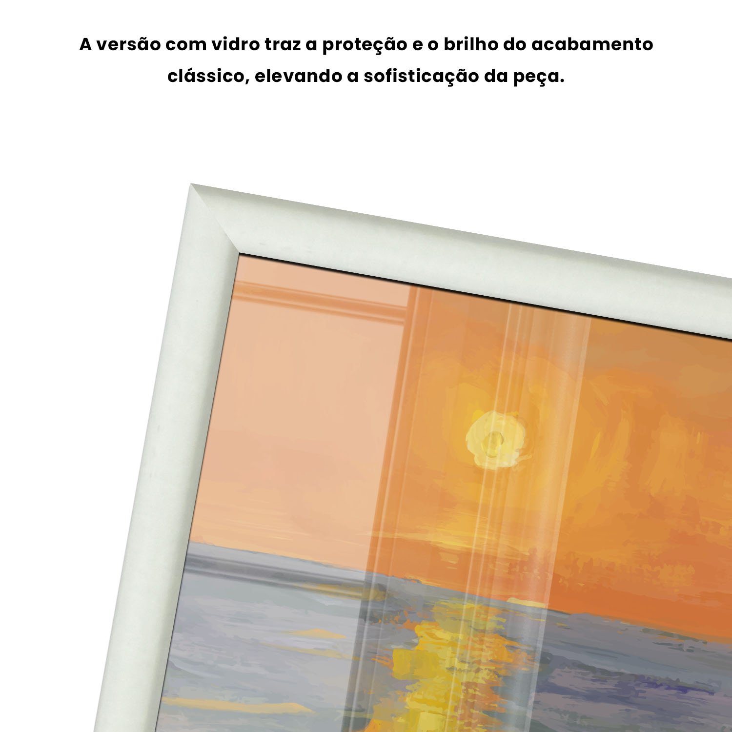 Quadro Decorativo Pintura Pôr do Sol no Mar Estilo Modern Heritage