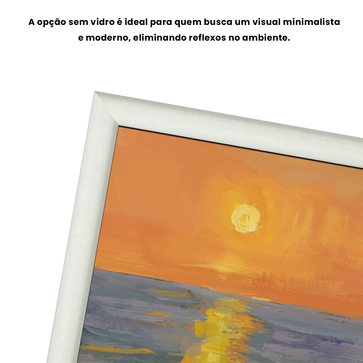 Quadro Decorativo Pintura Pôr do Sol no Mar Estilo Modern Heritage
