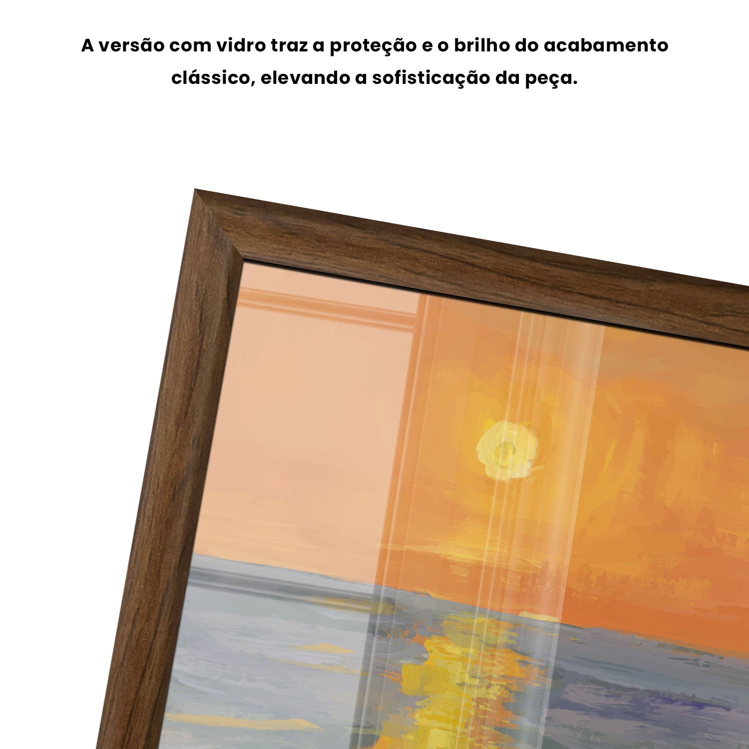Quadro Decorativo Pintura Pôr do Sol no Mar Estilo Modern Heritage