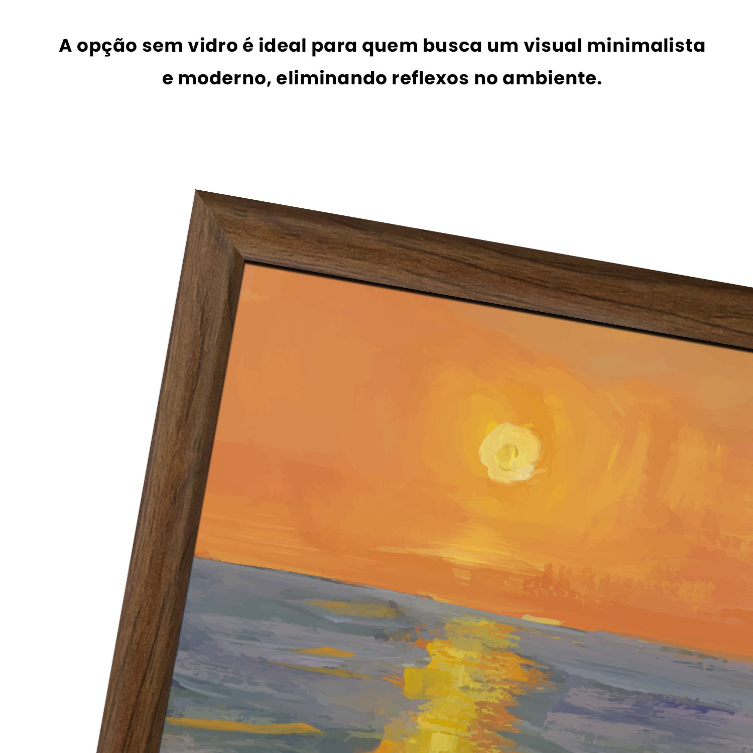 Quadro Decorativo Pintura Pôr do Sol no Mar Estilo Modern Heritage