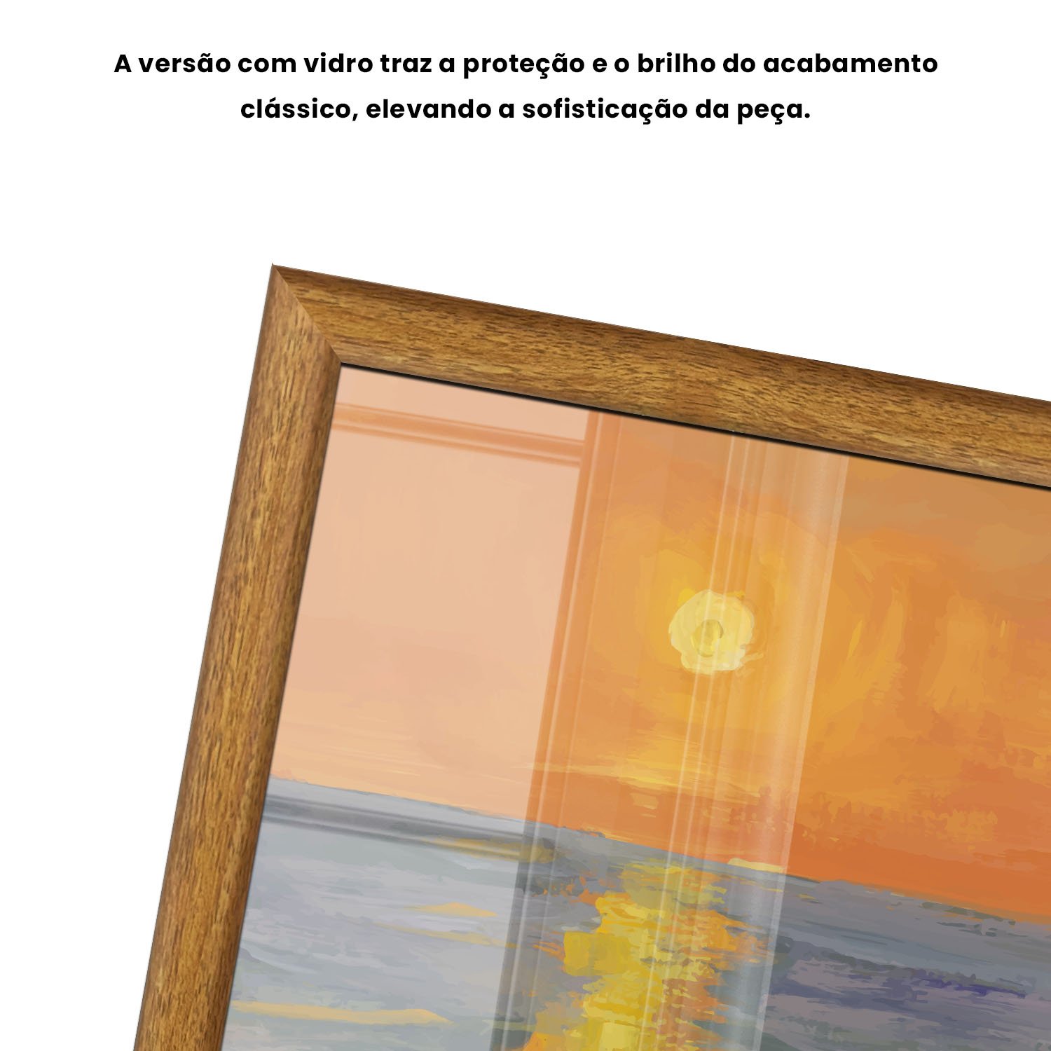 Quadro Decorativo Pintura Pôr do Sol no Mar Estilo Modern Heritage