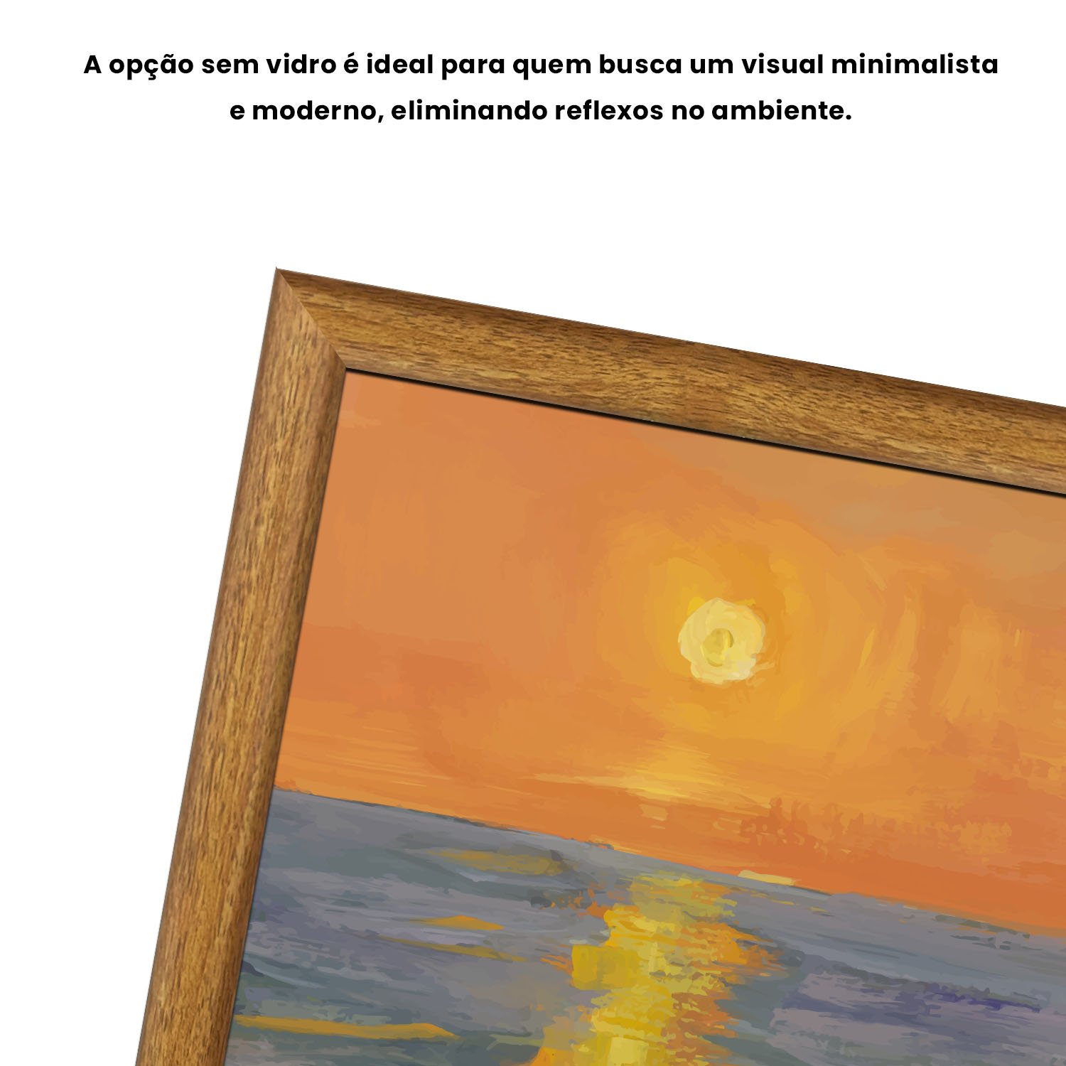 Quadro Decorativo Pintura Pôr do Sol no Mar Estilo Modern Heritage