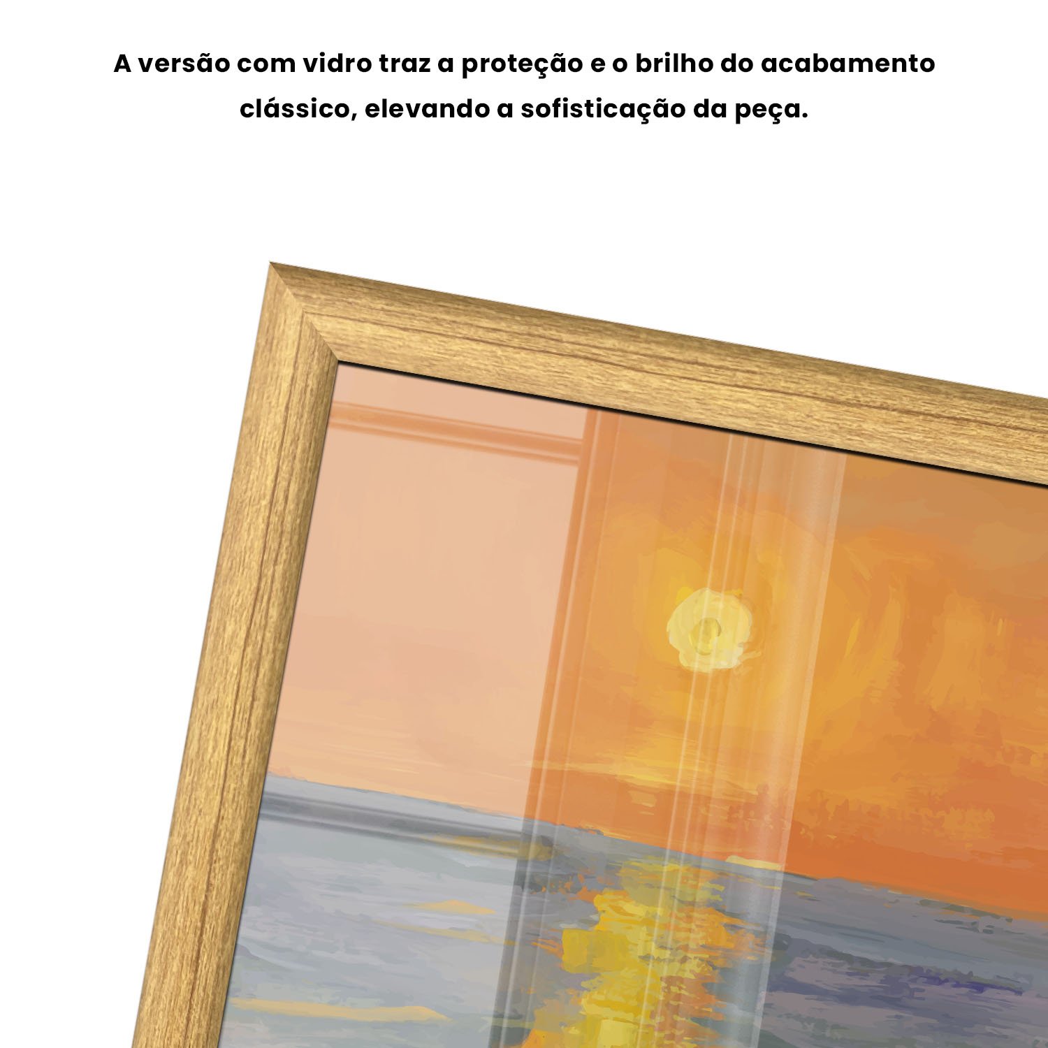 Quadro Decorativo Pintura Pôr do Sol no Mar Estilo Modern Heritage