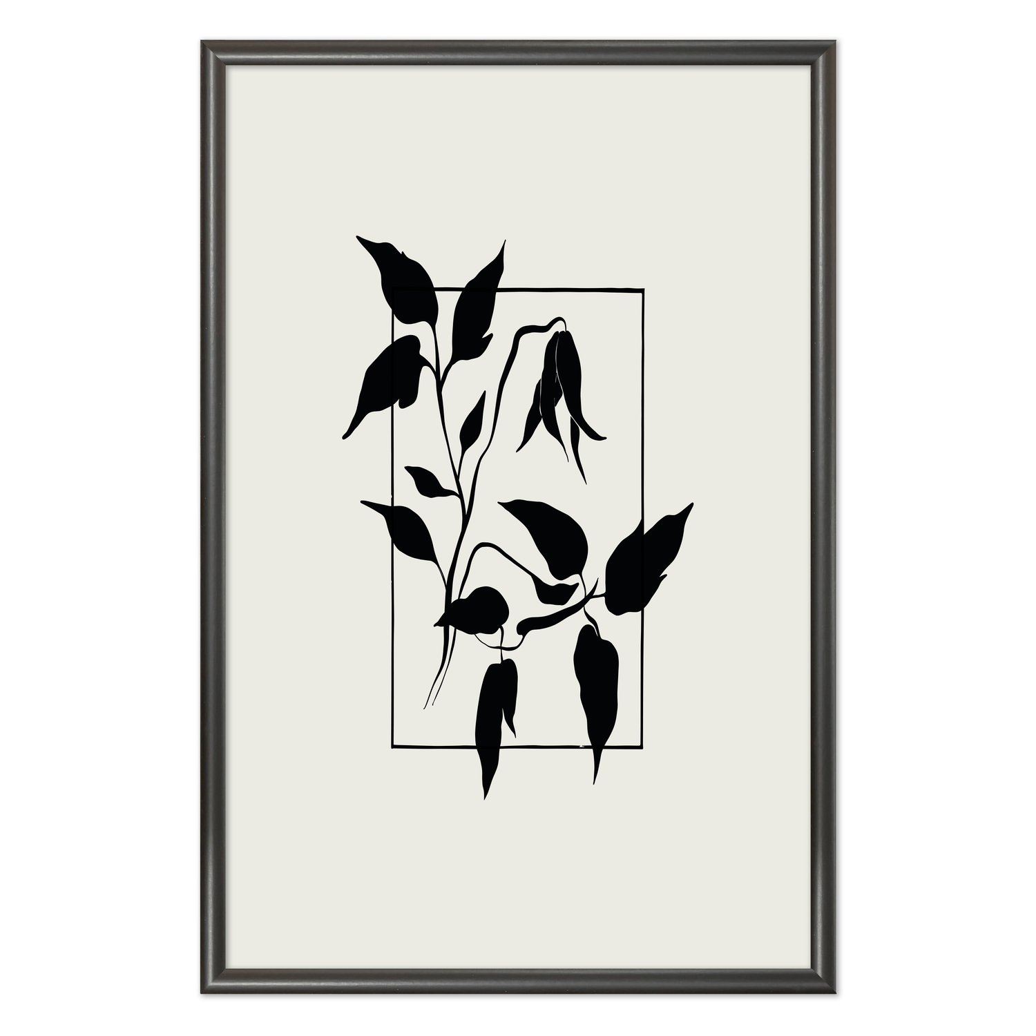 Quadro Decorativo Ramo Com Flores Minimalistas Estilo Japandi