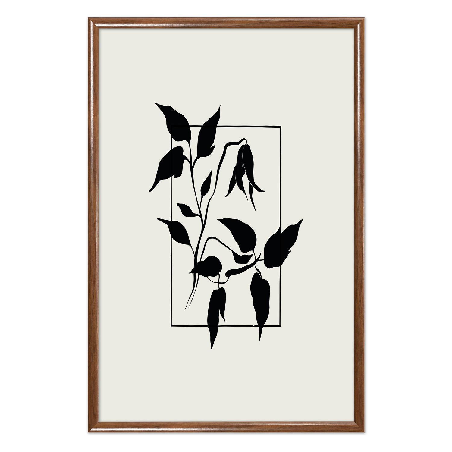 Quadro Decorativo Ramo Com Flores Minimalistas Estilo Japandi