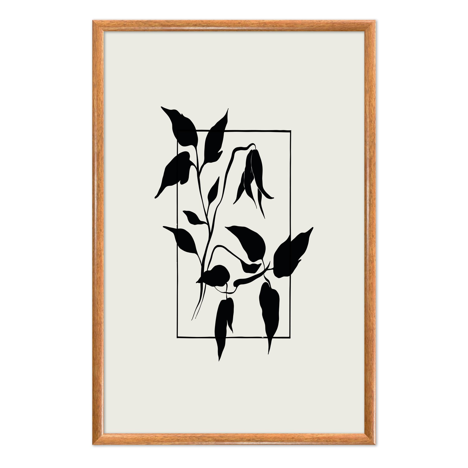 Quadro Decorativo Ramo Com Flores Minimalistas Estilo Japandi
