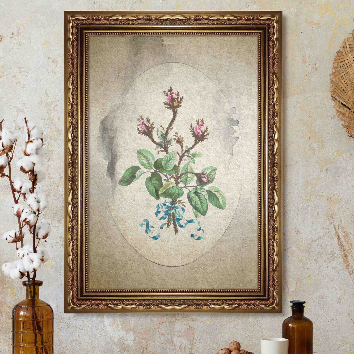Quadro Decorativo Ramo De Flores Vintage