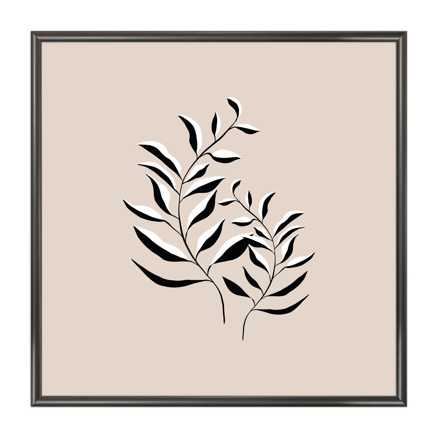 Quadro Decorativo Ramo de Folhas Minimalista Estilo Japandi