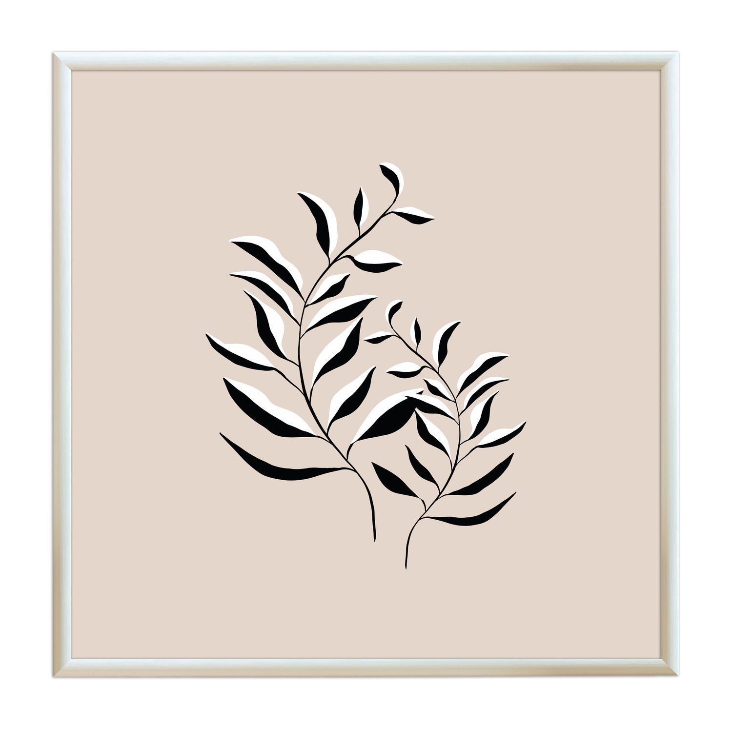 Quadro Decorativo Ramo de Folhas Minimalista Estilo Japandi