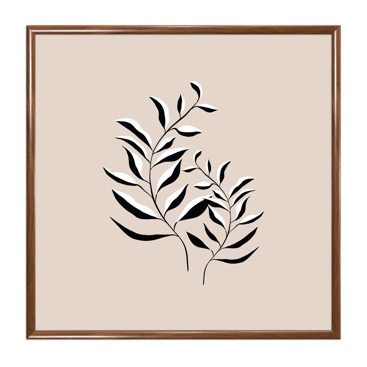 Quadro Decorativo Ramo de Folhas Minimalista Estilo Japandi